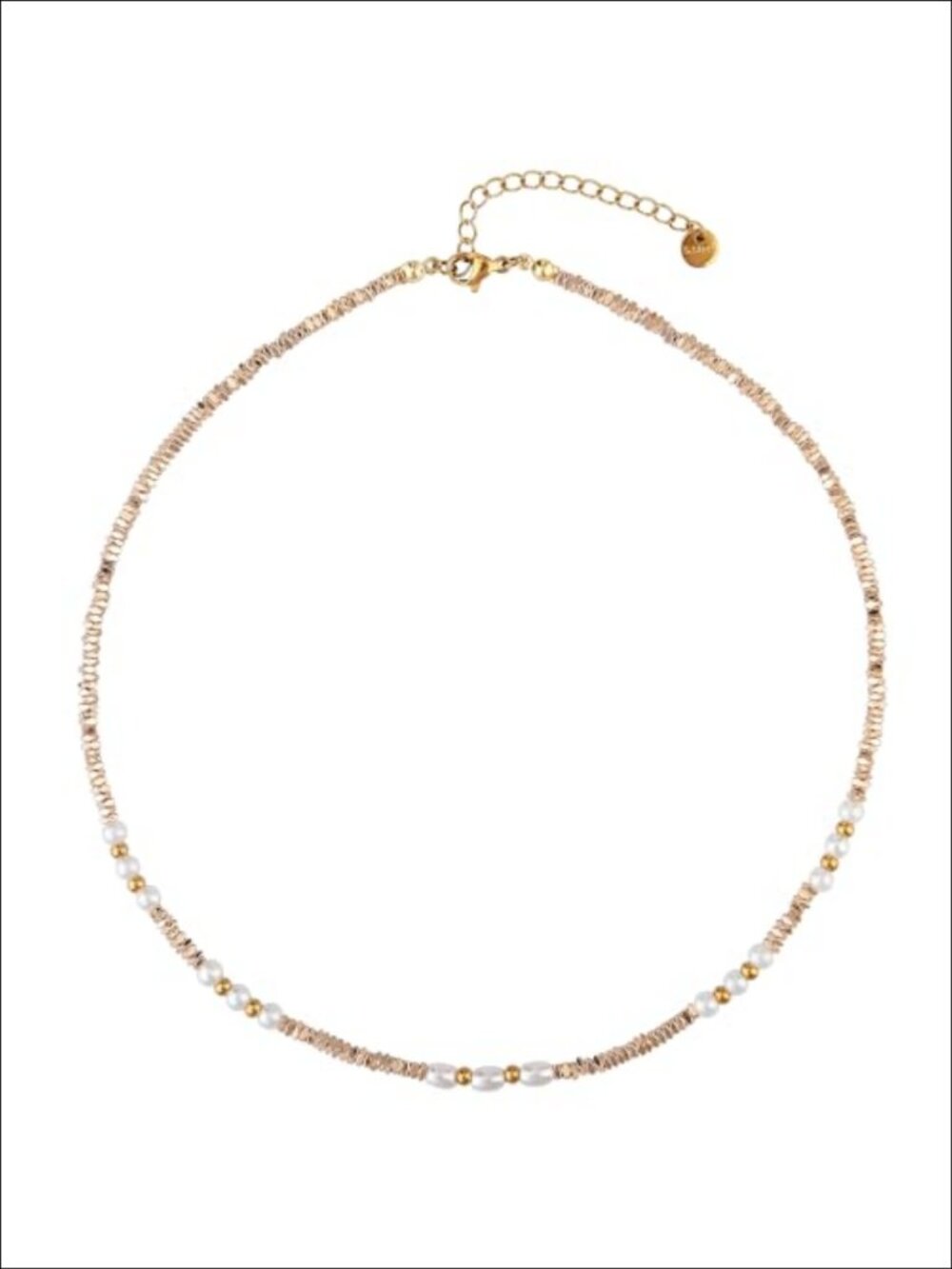 Gold Plated Pearl Beaded Necklace with Adjustable Chain